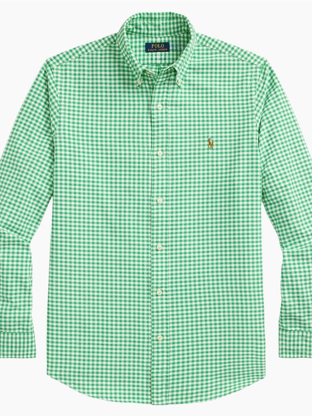 Ralph Lauren Green Gingham Button-Down Dress Shirt